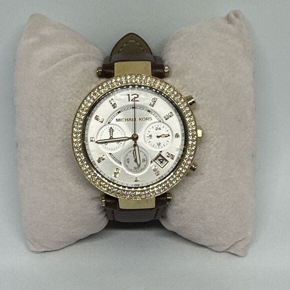 Michael Kors MK6119 Women\'s Brown Leather Analog Dial Quartz Wrist Watch HME383 main image 10
